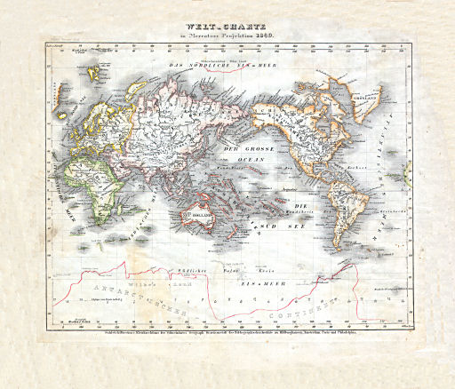 Meyer's Zeitungs-Atlas (1849-1852)
12. Welt-Charte in Mercators Projektion (Nº 10, 1849)
