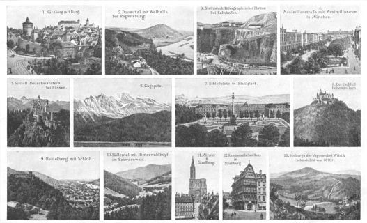 Brockhaus' Kleines Konversations-Lexikon, 1911
1.166b. Bayern, Württemberg, Baden und Elsass-Lothringen II