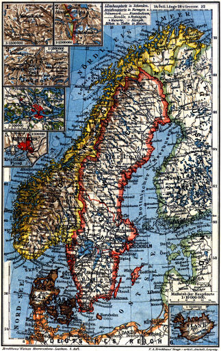 Brockhaus' Kleines Konversations-Lexikon, 1911
2.712a. Schweden, Norwegen und Dänemark I