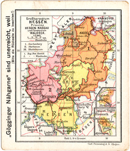 Flemmings Reklame-Atlas (ca. 1910)
(13) Großherzogtum Hessen. Provinz Hessen-Nassau und Fürstentum Waldeck