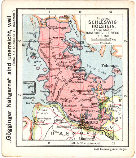 Flemmings Reklame-Atlas (ca. 1910)
(15) Provinz Schleswig-Holstein, Freie Städte Hamburg u. Lübeck