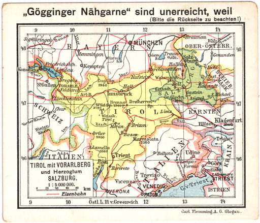 Flemmings Reklame-Atlas (ca. 1910)
(29) Tirol mit Vorarlberg und Herzogtum Salzburg