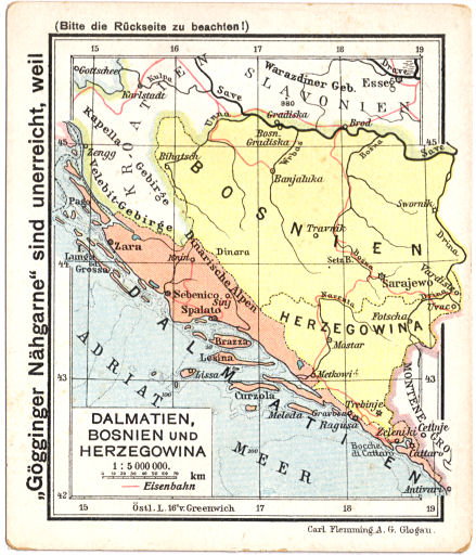 Flemmings Reklame-Atlas (ca. 1910)
(36) Dalmatien, Bosnien und Herzegowina