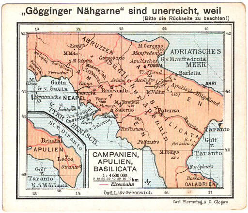 Flemmings Reklame-Atlas (ca. 1910)
(42) Campanien, Apulien, Basilicata