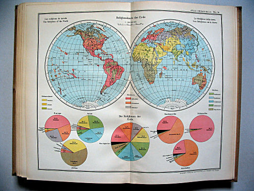 Atlas Hierarchicus 1929
36. Religionskarte der Erde
Godsdienstkaart van de wereld / The religions of the World