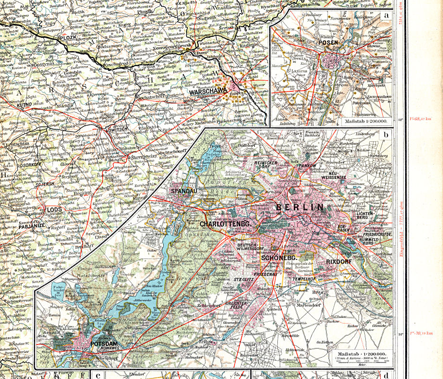 Sohr-Berghaus, Handatlas, 9. Aufl.
15a. Posen  15b. Berlin
Posen (Poznań), Berlin