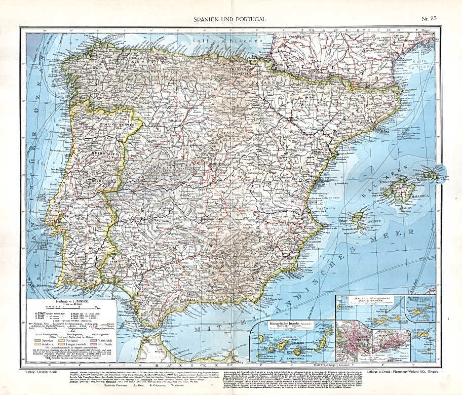 Ullsteins Weltatlas (1923)
23. Spanien und Portugal
Spanje en Portugal / Spain and Portugal