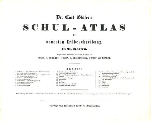 Dr. Carl Glaser's Schul-Atlas (1854)
Titelpagina / Title page