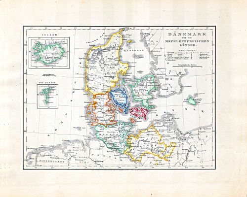 Dr. Carl Glaser's Schul-Atlas (1846)
18. Dänemark und die Mecklenburgischen Länder