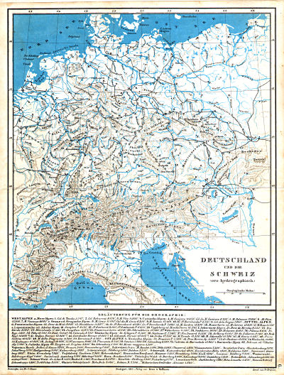 Dr. Carl Glaser's Schul-Atlas (1854)
6. Deutschland und die Schweiz (oro-hydrographisch)