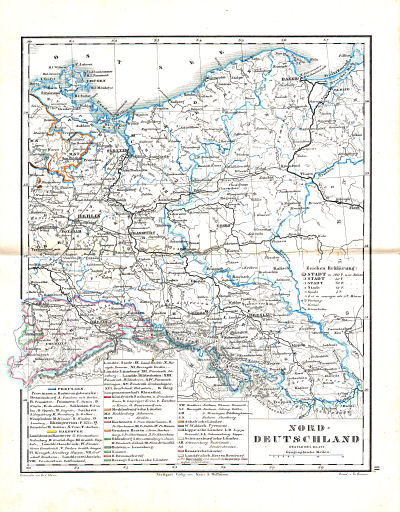 Dr. Carl Glaser's Schul-Atlas (1854)
11. Nord-Deutschland. Oestliches Blatt