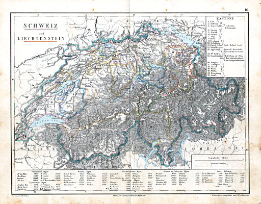 Dr. Carl Glaser's Schul-Atlas (1854)
16. Schweiz und Liechtenstein