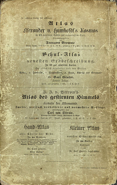 Glaser's Topisch-Physikalischer Atlas (1855)
Achterkant band / Back cover