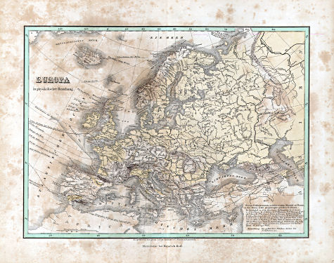 Glaser's Topisch-Physikalischer Atlas (1855)
11. Europa in physikalischer Beziehung
