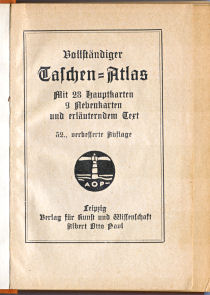 Taschen-Welt-Atlas, 1927
Titelpagina / Title page