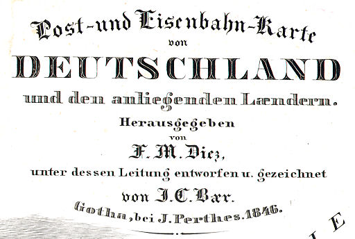 Diez, Bär: Post- und Reise-Karte von Deutschland ... (1846)
Titel op de kaart