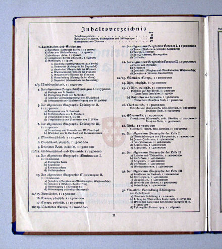 Haack, Thüringer Schulatlas, 1932
II. Inhaltsverzeichnis