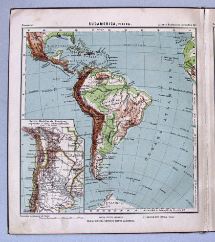 Pasanisi, Atlante Scolastico Metodico, 1900
12. Sudamerica, fisica