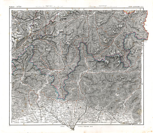 Mayr's Alpenkarte (1875)
I. Nº 4. Bellinzona, Chur, Como, Bergamo