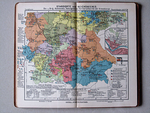 Perthes' Staatsbürger-Atlas (1904)
20. Standorte des Reichsheers und der Kaiserlichen Marine, ... (Süden)