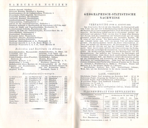 Taschenatlas vom Deutschen Reich
Hamburger Fremdenblatt [1927]
Informatie over Hamburg(3) / Information on Hamburg (3)