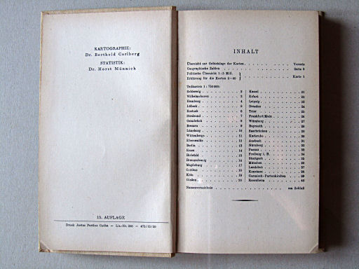 Taschenatlas von Deutschland, 1951
Inhoudsopgave / Table of contents