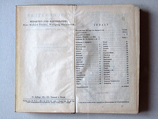 Taschenatlas von Deutschland, 1953
Inhoudsopgave / Table of contents