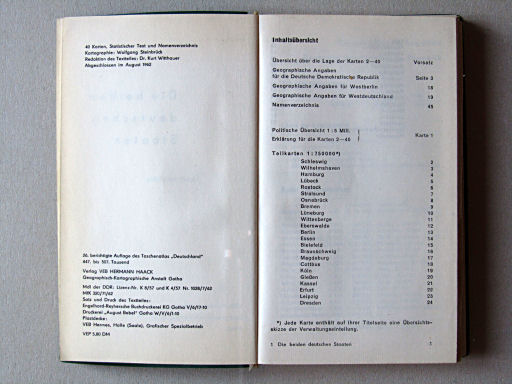 Die beiden deutschen Staaten, 1962
Inhoudsopgave (1) / Table of contents (1)