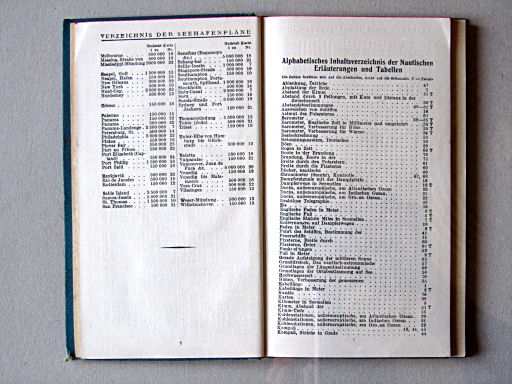 Justus Perthes See-Atlas (1925)
Havenplattegronden, overzicht tabellen / Harbor plans, overview of tables