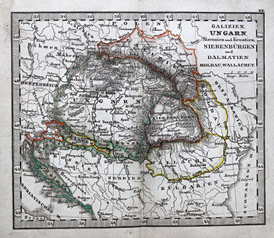 Perthes' Taschen-Atlas über alle Theile der Erde (1845)
20. Galizien, Ungarn, Slavonien, Kroatien, Siebenbürgen und Dalmatien. Moldau, Walachey