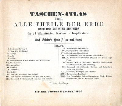 Perthes' Taschen-Atlas über alle Theile der Erde (1850)
Titelpagina / Title page