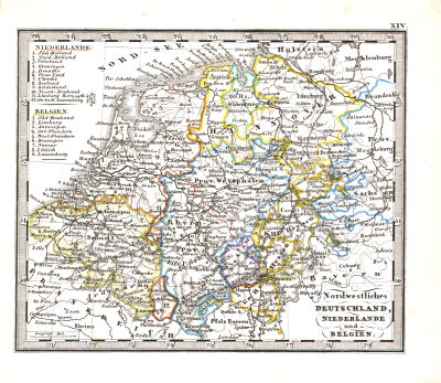 Perthes' Taschen-Atlas über alle Theile der Erde (1850)
14. Nordwestliches Deutschland, Niederlande und Belgien