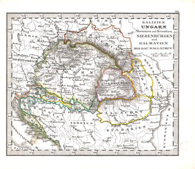 Perthes' Taschen-Atlas über alle Theile der Erde (1850)
20. Galizien, Ungarn, Slavonien, Kroatien, Siebenbürgen und Dalmatien. Moldau, Walachey