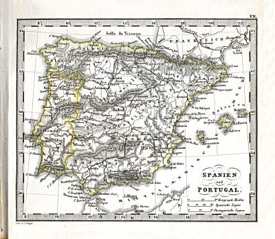 Perthes' Taschen-Atlas über alle Theile der Erde (1866)
9. Spanien und Portugal