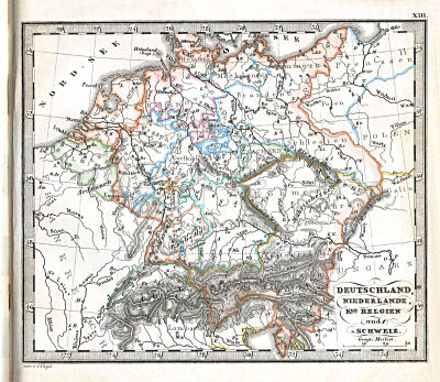 Perthes' Taschen-Atlas über alle Theile der Erde (1866)
13. Deutschland, Niederlande, Kgr. Belgien und Schweiz