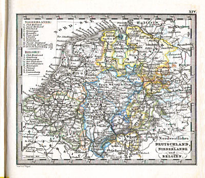 Perthes' Taschen-Atlas über alle Theile der Erde (1866)
14. Nordwestliches Deutschland, Niederlande und Belgien