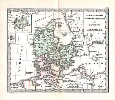 Perthes' Taschen-Atlas über alle Theile der Erde (1878)
18. Die Preuss. Provinz Schleswig-Holstein und Lauenburg. Daenemark