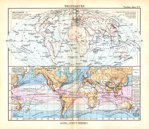 Perthes' Taschen-Atlas (1888)
1. Weltkarten