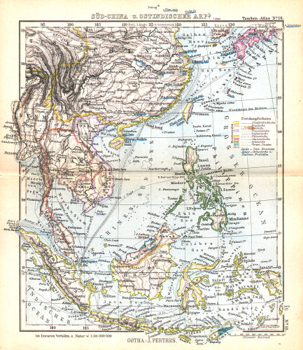 Perthes' Taschen-Atlas (1888)
18. Süd-China u. Ostindischer Arpl.