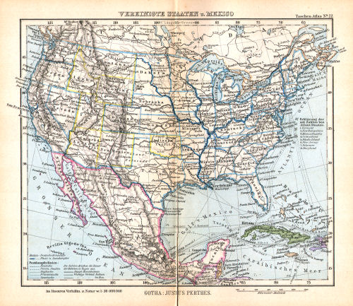 Perthes' Taschen-Atlas (1888)
22. Vereinigte Staaten und Mexico