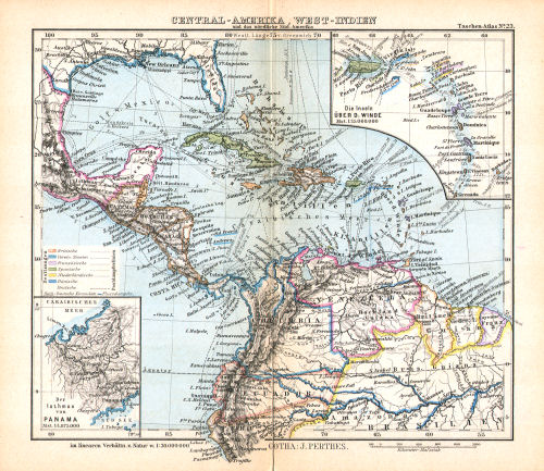 Perthes' Taschen-Atlas (1888)
23. Central-Amerika, West-Indien und das nördliche Süd-Amerika