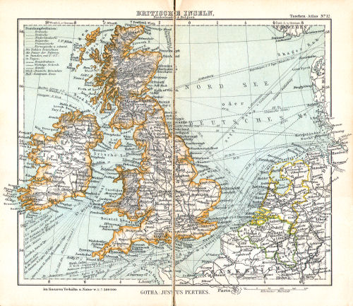 Perthes' Taschen-Atlas (1913)
12. Britische Inseln, Niederlande & Belgien