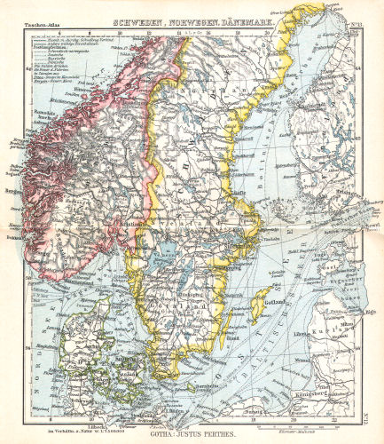 Perthes' Taschen-Atlas (1913)
13. Schweden u. Norwegen, Dänemark