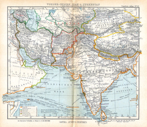 Perthes' Taschen-Atlas (1921)
17. Vorder-Indien, Iran u. Turkestan