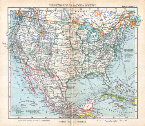 Perthes' Taschen-Atlas (1921)
22. Vereinigte Staaten und Mexico