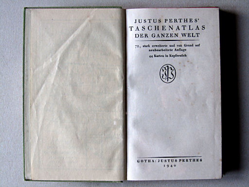 Perthes Taschenatlas der ganzen Welt (1940)
Titelpagina / Title page