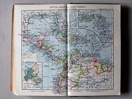 Perthes Taschenatlas der ganzen Welt (1942)
44. Mittel-Amerika, West-Indien und das nördliche Süd-Amerika