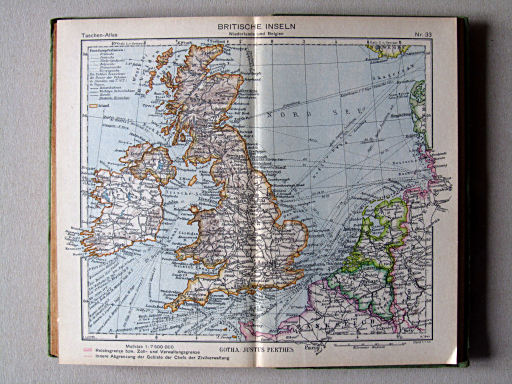 Perthes Taschenatlas der ganzen Welt (1944)
33. Britische Inseln, Niederlande und Belgien