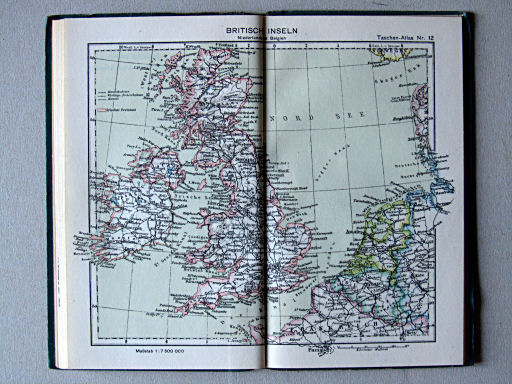 Taschenatlas der ganzen Welt (1949)
12. Britische Inseln, Niederlande und Belgien