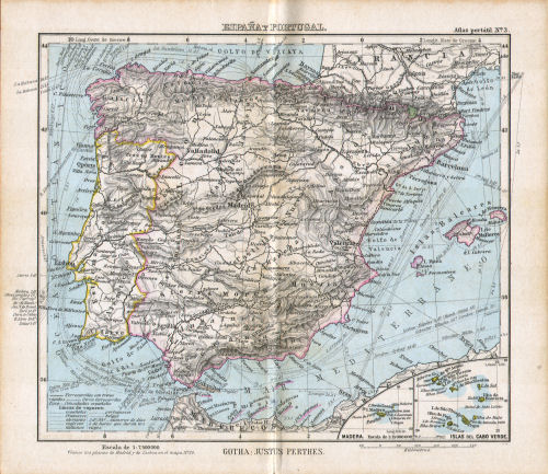 Perthes. Atlas portátil (1894)
3. España y Portugal